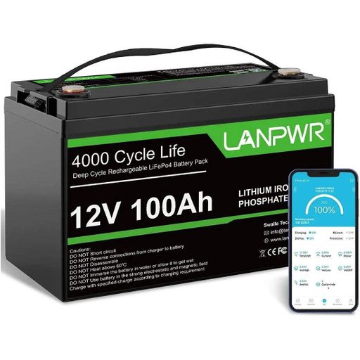 Аккумулятор LANPWR LiFePO4 12V (12V/100Ah/1200Wh) (LANPWR-12-100-BT) [115326] (1632014)