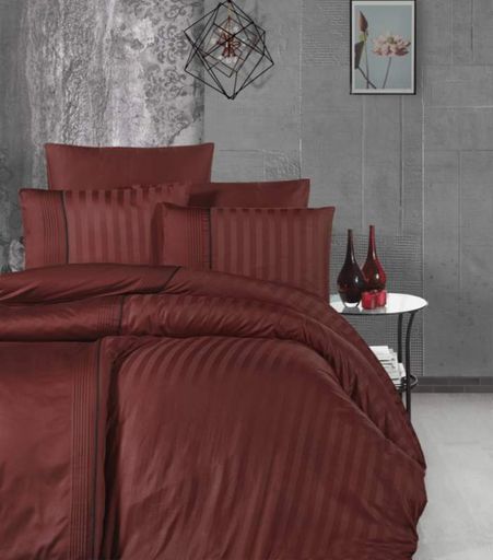 Комплект постільної білизни Deluxe Satin Dark Series First Choice First Choice DLX-226 MODALİFE CİNNAMON Євро Червоний (1633053)