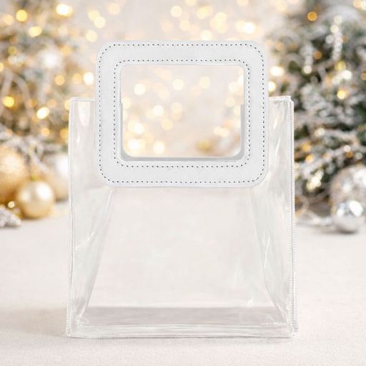 Сумка Cosmo Shop прозора, з білою ручкою, 27*15*25 см (CS1175W)