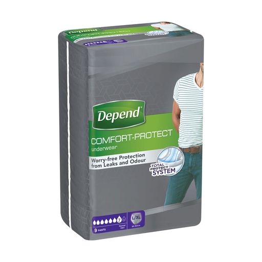 Упаковка впитывающего нижнего белья Depend для мужчин, размер L/XL, 9 шт * 2 шт