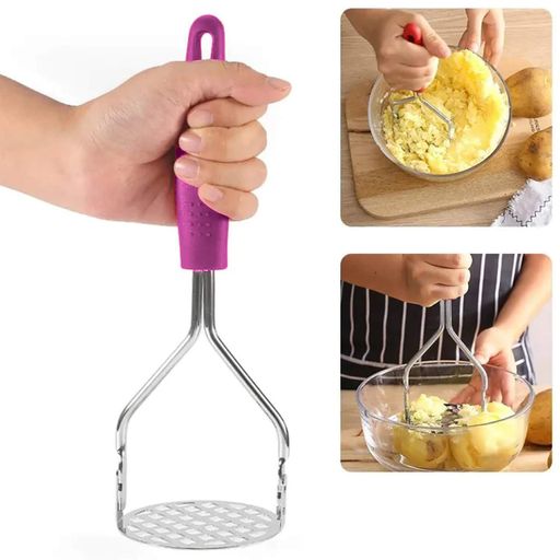 Толкушка картофелемялка для картошки с пластиковой ручкой 22.5 см, Kitchen Master Фиолетовый 86582 (1643476)