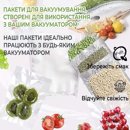 Вакуумные пакеты для вакуумного упаковщика пищевых продуктов, рулон 25 х 500 см Прозрачный 87991 (1644366)