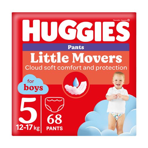 Упаковка подгузников-трусиков Huggies Little Movers Pants для мальчиков, размер 5 (12-17 кг), 68 шт * 2 шт