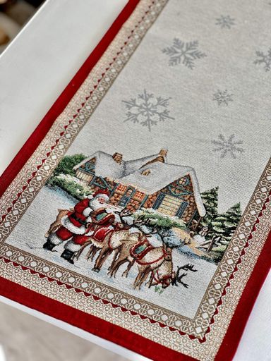 Доріжка гобеленова FROSTY Limaso, 40x160, Прямокутна, Новорічний, Срібний люрекс, 60% поліестер, 40% бавовна, Гобелен (1650331)