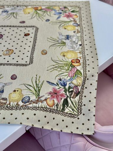 Скатертина гобеленова CHEYSI Limaso, 93x93, Квадратна, Великодній, Без люрексу, 60% поліестер, 24% бавовна, 16% акрил, Гобелен (1650853)