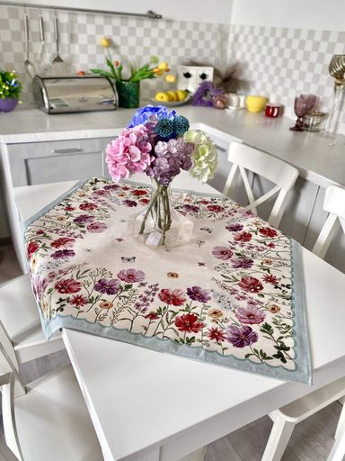 Скатертина гобеленова ELIZABETH Limaso, 93x93, Квадратна, Квітковий, Без люрексу, 60% поліестер, 24% бавовна, 16% акрил, Гобелен (1650976)