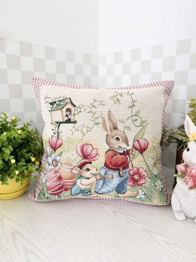 Наволочка гобеленовая односторонняя MAGIC EASTER CO3-NV Limaso, 45x45, Квадратно, Пасхальный, Без люрекса, 75% полиэстер, 22% хлопок, 3% акрил, Односторонний, Гобелен (1651179)