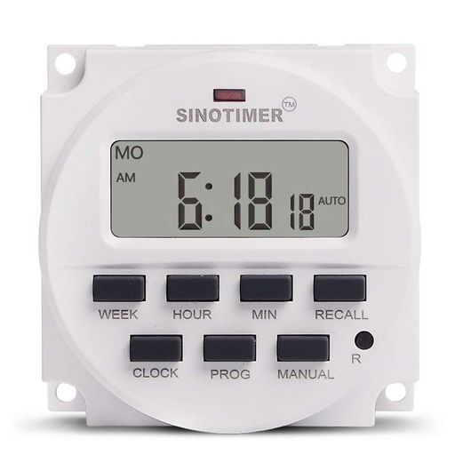 Таймер недельный Sinotimer TM618N-4, программируемый, 16А, 12V, 60х60х30 мм (1659943)