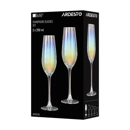 Набор бокалов для шампанского Ardesto Black Mars Zenith, 2*250 мл (AR2625EL)