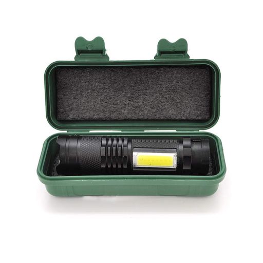 Фонарик ручной Bailong BL-525-XPE-COB, Led-CREE Q5 + COB, 3 режима, Zoom, корпус- алюминий, водостойкий, встроенный аккум, 100х24х24, BOX (1660448)