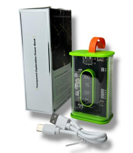 Портативный повербанк Power Bank с прозрачным корпусом и LED-индикацией заряда 10000 mAh Зеленый (1661872)