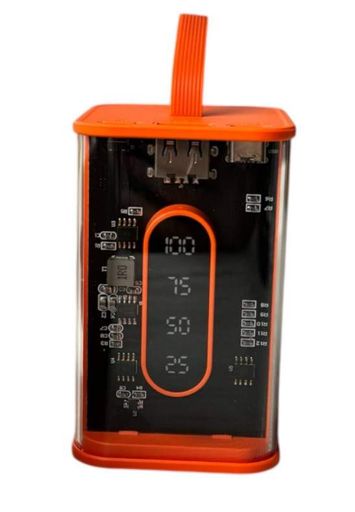 Портативный повербанк Power Bank с прозрачным корпусом и LED-индикацией заряда 10000 mAh Оранжевый (1661879)