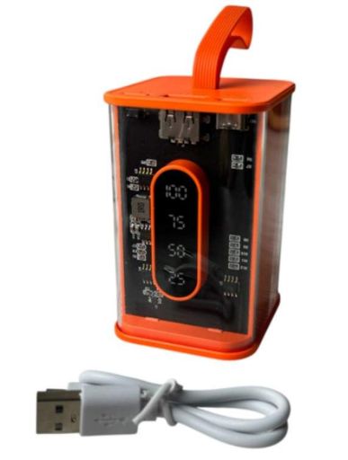 Портативный повербанк Power Bank с прозрачным корпусом и LED-индикацией заряда 10000 mAh Оранжевый (1661879)