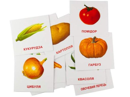Развивающие карточки "Овощи" (110х110 мм) 65798 на укр./англ. языке (1663502)