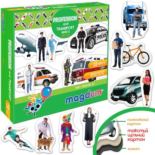 Детский набор магнитов Профессии и транспорт ML4031-31 EN (1664008)