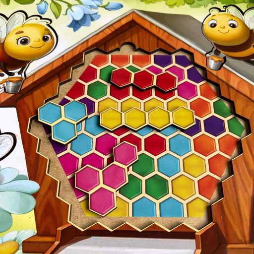 Деревянный пазл-вкладыш "Веселые пчелки" Ubumblebees (ПСД165) PSD165 сортер-тетрис (1665053)
