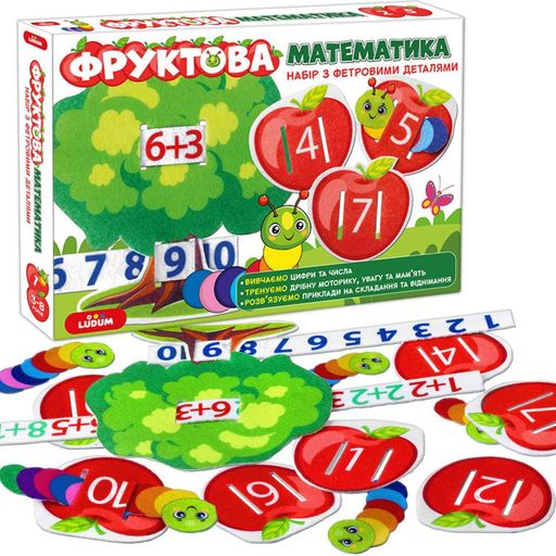 Развивающая игра для детей "Фруктовая математика" ME5032-15, 2в1 фетровые детали (1667850)