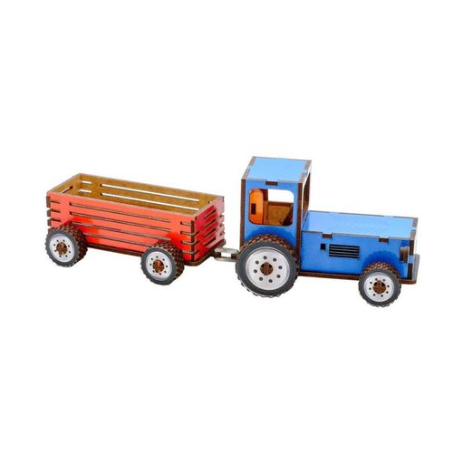 Дитячий дерев'яний 3D конструктор "Трактор" PuzzleOK Puz-00933, 69 деталей (1685656)