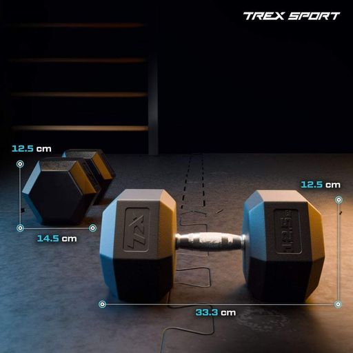 Гантеля шестигранна прогумована TX-125RD Trex Sport 12,5кг (1685672)
