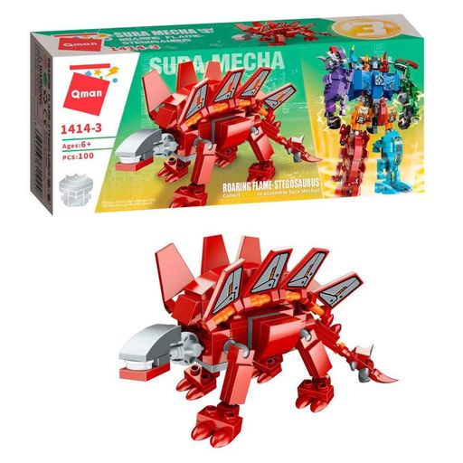 Детский Конструктор Qman 1414-1-6 трансформер (робот+динозавр) 93 дет Stegosaurus (1700198)