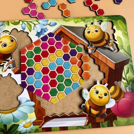 Деревянный пазл-вкладыш "Веселые пчелки" Ubumblebees (ПСД165) PSD165 сортер-тетрис (1700254)
