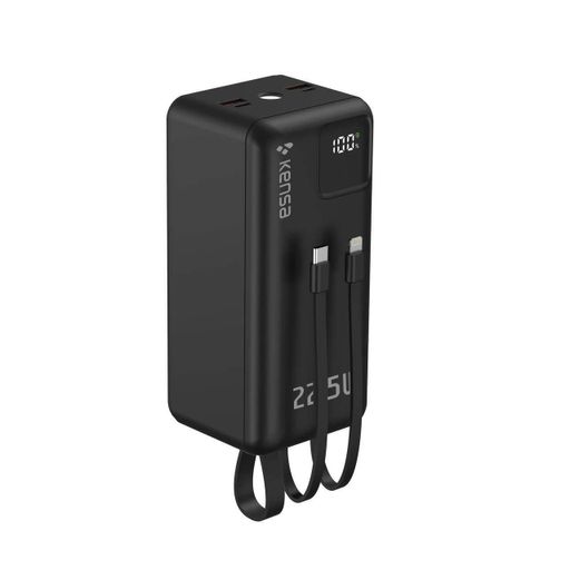 Портативний powerbank з дисплеєм 50000 mAh Kensa павербанк швидка зарядка з вбудованими кабелями 22.5W Чорний (1701099)