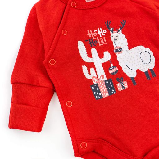 Комплект для немовлят боді повзуни шапочка Christmas llama  68 см Червоний (1705949)