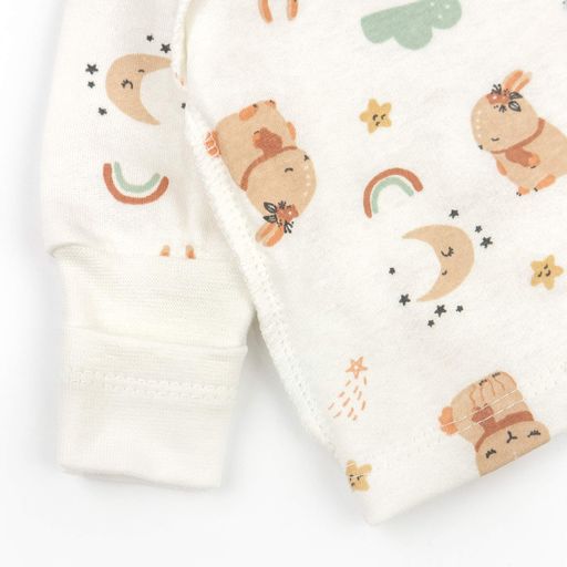 Комплект для немовлят сорочка повзуни шапочка Bunnies футер  62 см Молочний (1706136)