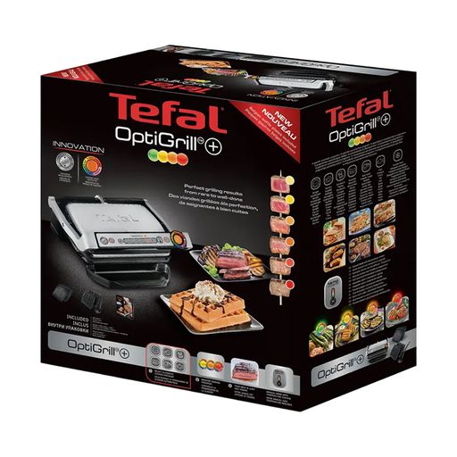 Гриль прижимной Tefal OptiGrill+ черно-серебряный (GC716D12)