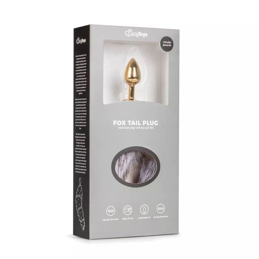 Анальная пробка EasyToys Fox Tail Plug золотая, 1 шт