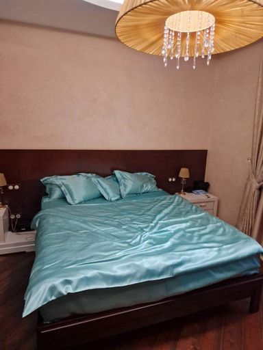 Атласное постельное белье Полуторный 145 x 210 + 4 x  70 x 70 Бирюзовый (141412) (1711155)