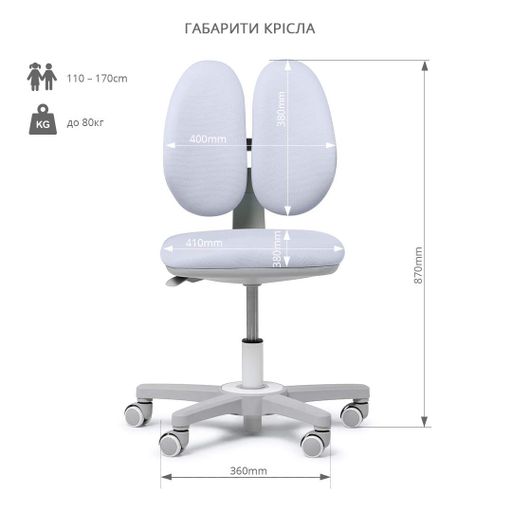 Дитяче ергономічне крісло Fundesk Mente Grey (1714784)