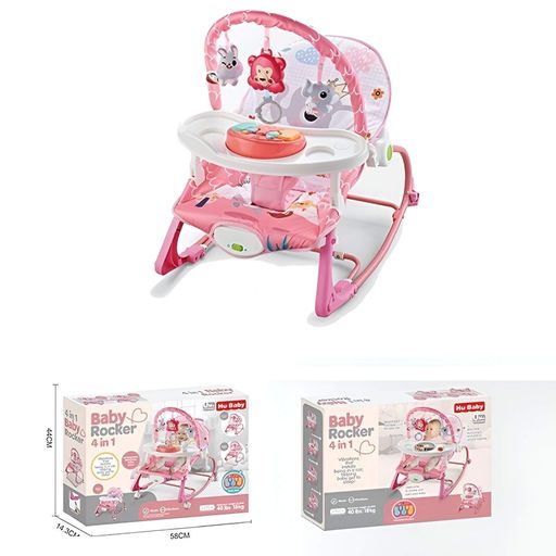 Дитячий шезлонг No Brand Hu-Baby 870 B 4в1 Рожевий (179352) (1715475)