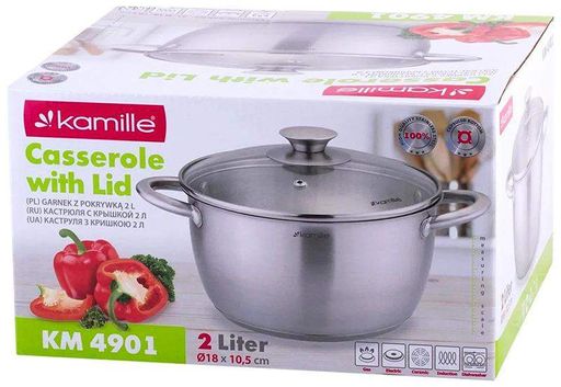 Каструля Gladys 5л з нержавіючої сталі, з мірною шкалою Kamille DP36695 Kamille (1715920)