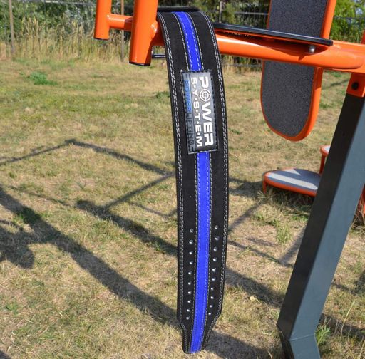 Пояс для пауерліфтингу Power System PS-3800  PowerLifting шкіряний Black/Blue Line XXL (1716151)