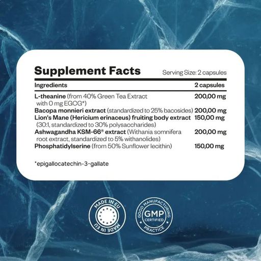 Комплекс для фокусу, пам'яті та адаптації до стресу Perla Helsa Crystal Mind, 40 капсул