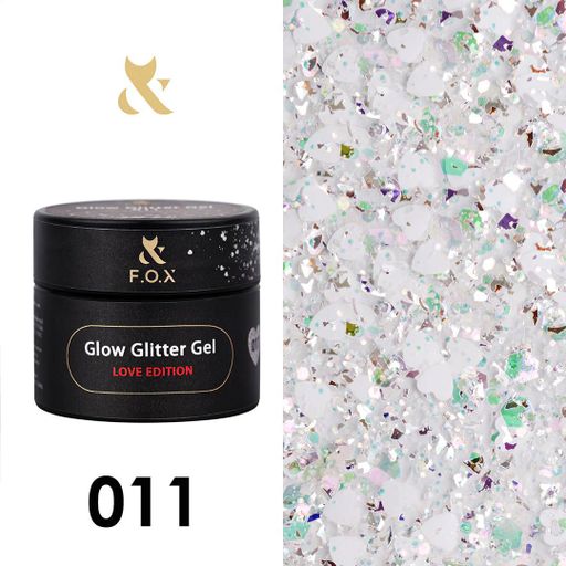 Глиттер для дизайна ногтей F.O.X Glow Glitter Gel Love Edition, 5 мл