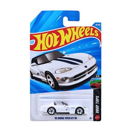 Базовый автомобиль Hot Wheels 92 Dodge Viper RT/10 белый с двумя синими полосками, от 3 лет, 11*3.5*11 см (5785)