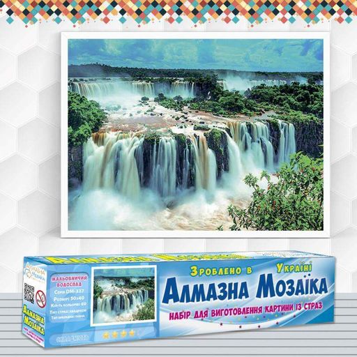 Алмазная мозаика Живописный водопад DM-337 50х40см Полная заш  пейзаж водопад (1723406)