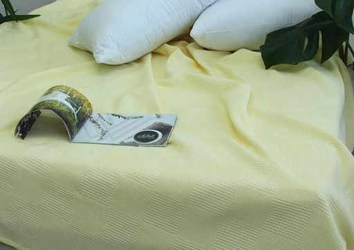 Простирадло-покривало Tag Tekstil піке 160х235 см. Клітина жовта (1726007)