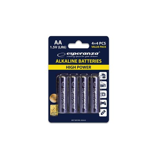 Батарейка Esperanza AA LR6 Alkaline * 8 (EZB103) (1726341)