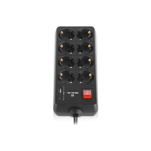 Мережевий подовжувач REAL-EL RS-PROTECT 805 1.8m, black (EL122300042) (1728126)