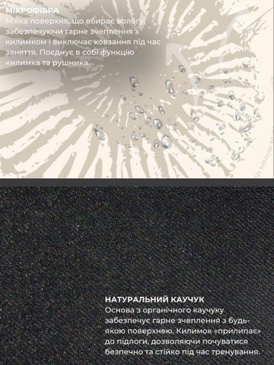 Килимок для йоги та фітнеса Lita Echo of Time з натурального каучуку та мікрофібри, Travel-версія, 183x68 см (10-27-1) (1728335)