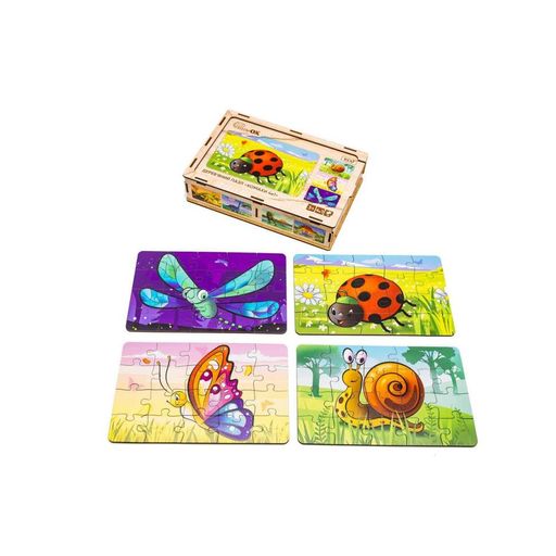 Комахи Дерев’яний пазл 4в1 Puz-59557, 80 елементів PuzzleOK дитячий (1736334)