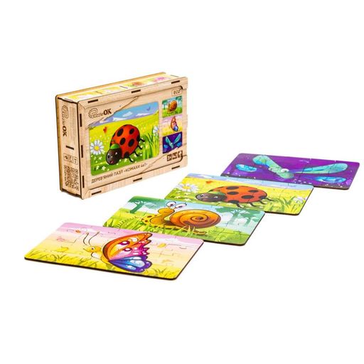 Комахи Дерев’яний пазл 4в1 Puz-59557, 80 елементів PuzzleOK дитячий (1736334)