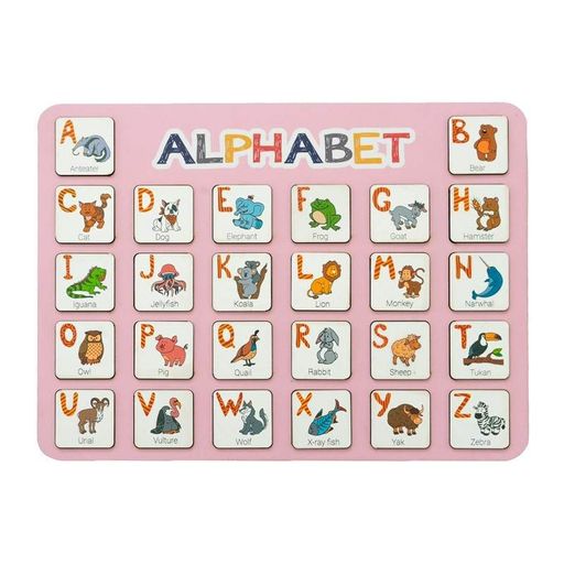 ALPHABET Деревянный алфавит-вкладыш английский  3240-03-001 розовый 29х39 см VLADICO (1736473)
