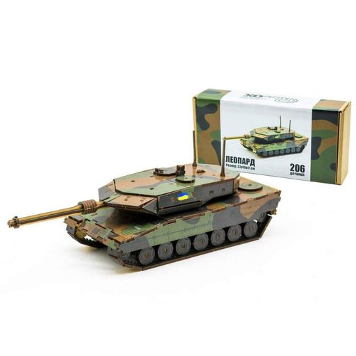 Танк Леопард Деревянный 3D конструктор 206-0260, 206 PuzzleOK деталей (1737672)