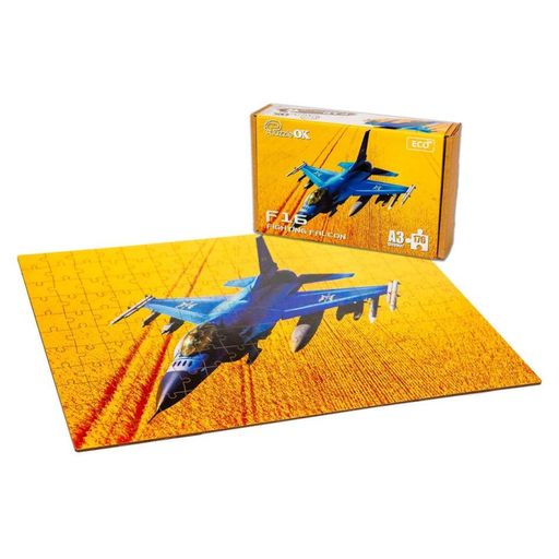 F16 Fighting Falcon Фигурный деревянный пазл A3  PuzA3-02023, 176 элементов PuzzleOK (1737679)