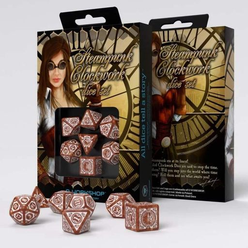 Набір кубиків Steampunk Clockwork Caramel & white Dice Set (7) (1740652)
