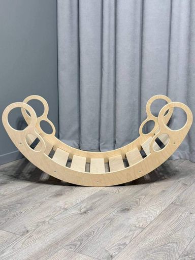 Дитяча балансувальна гойдалка качалка Montessori з сіро яскраво рожевим матрациком БОНБОН, дитячий балансир (1746804)